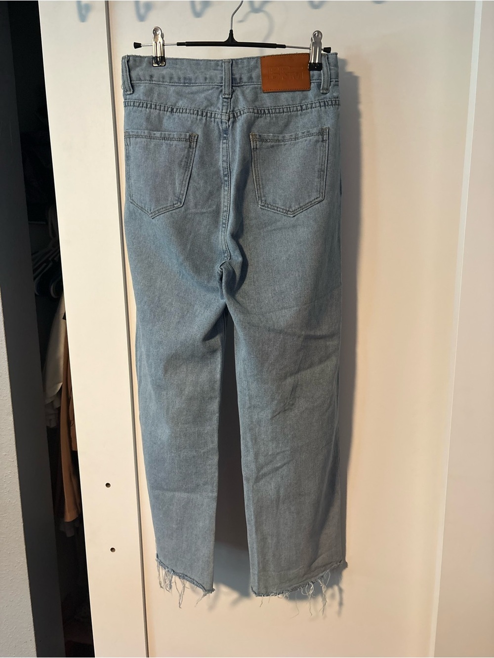 Princess Polly Wide Leg Raw Hem Jeans Light Wash Denim XXS US 2 - Picture 3 of 7